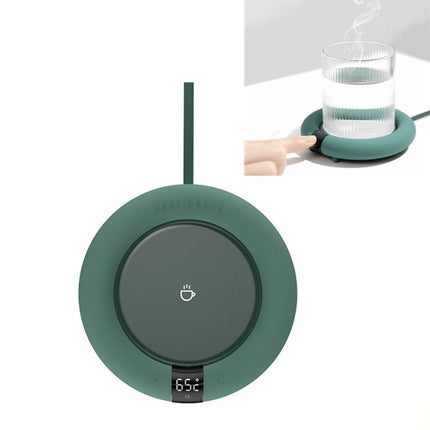 Heating Warm Coaster Office Thermostatic Coaster Touch Three-Speed Adjustment Timing Insulation Coaster, CN Plug(Round Green)-garmade.com