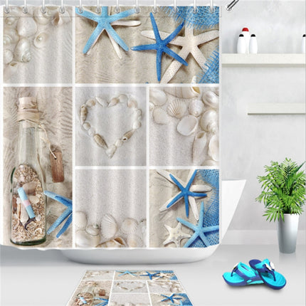 2 PCS Colorful Beach Conch Starfish Shell Polyester Washable Bath Shower Curtains, Size:120X180cm(Book Shell)-garmade.com