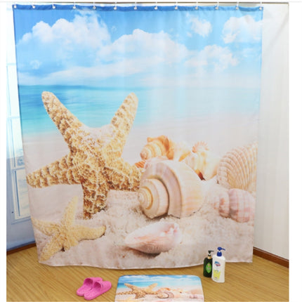 2 PCS Colorful Beach Conch Starfish Shell Polyester Washable Bath Shower Curtains, Size:180X180cm(Big Shell)-garmade.com