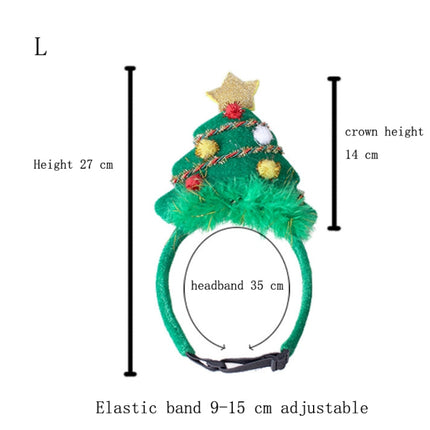 Christmas Headdress Headband Decoration Christmas Tree Pet Ornament, Size:L-garmade.com