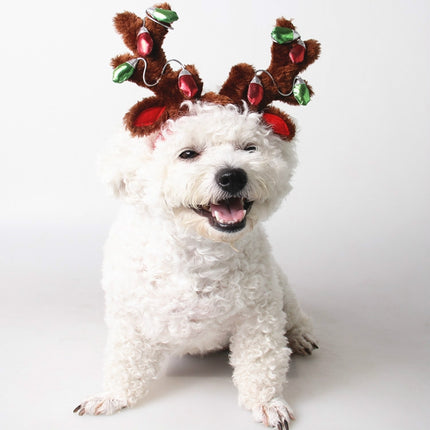 Pet Supplies Puppy Christmas Hat Holiday Jewelry Sequined Antlers, Size: S-garmade.com