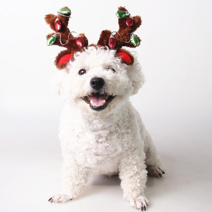Pet Supplies Puppy Christmas Hat Holiday Jewelry Sequined Antlers, Size: S-garmade.com