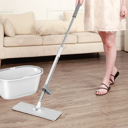 Hand-Free Household Large Mop Wet & Dry Floor Mop, Style:With Bucket, Specification:36cm (1 Rag)-garmade.com