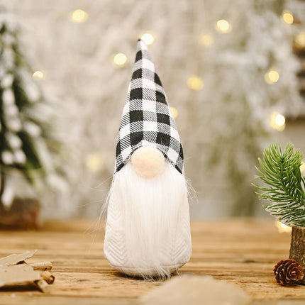 Christmas Decorations Festive Supplies Black White Lattice Forest Elderly Faceless Doll Ornaments(A)-garmade.com
