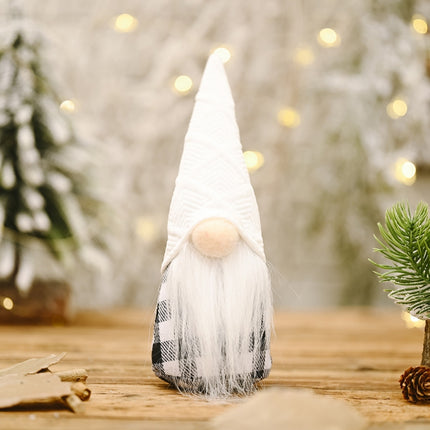 Christmas Decorations Festive Supplies Black White Lattice Forest Elderly Faceless Doll Ornaments(B)-garmade.com