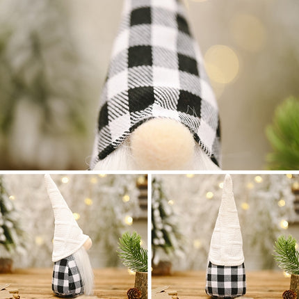 Christmas Decorations Festive Supplies Black White Lattice Forest Elderly Faceless Doll Ornaments(A)-garmade.com