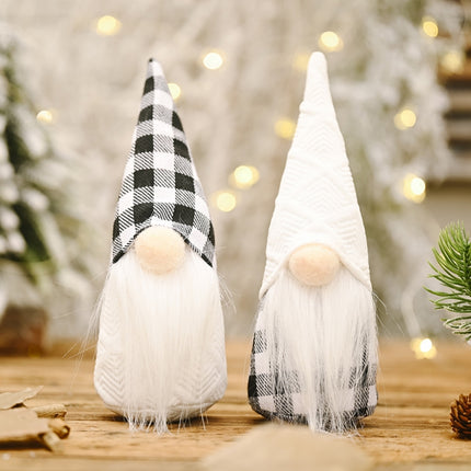 Christmas Decorations Festive Supplies Black White Lattice Forest Elderly Faceless Doll Ornaments(A)-garmade.com