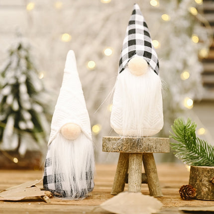 Christmas Decorations Festive Supplies Black White Lattice Forest Elderly Faceless Doll Ornaments(B)-garmade.com