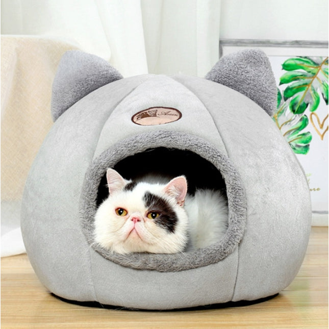 Winter Semi-Closed Warm & Velvet Round Pet Nest, Size:XL 40x40x40cm-garmade.com