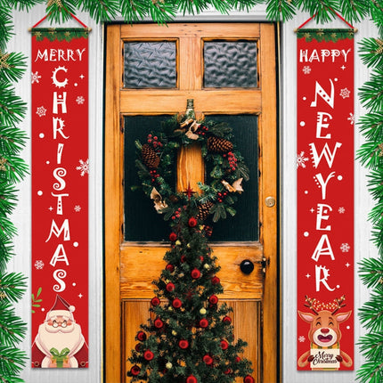 Christmas Decoration Door Hanging Christmas Atmosphere Decoration Christmas Couplet Curtain(English Letter)-garmade.com