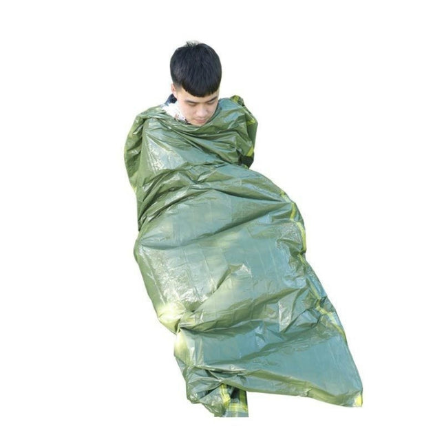 2 PCS Outdoor Pe Sleeping Bag Disaster Relief & Cold Prevention Heat Insulation & Warmth Emergency Sleeping Bag(Green)-garmade.com
