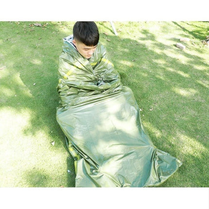 2 PCS Outdoor Pe Sleeping Bag Disaster Relief & Cold Prevention Heat Insulation & Warmth Emergency Sleeping Bag(Green)-garmade.com