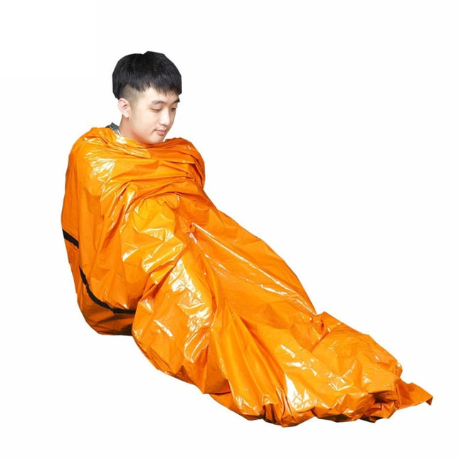 2 PCS Outdoor Pe Sleeping Bag Disaster Relief & Cold Prevention Heat Insulation & Warmth Emergency Sleeping Bag(Orange)-garmade.com