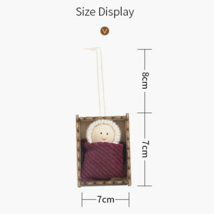 Christmas Celebration Supplies Wooden Box Small Doll Pendant Children Gift Small Doll Pendant Tree Pendant(Grey)-garmade.com