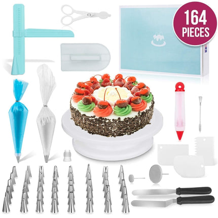 164 in 1 Cake Turntable Set Stainless Steel Decorating Mouth Baking Tools-garmade.com