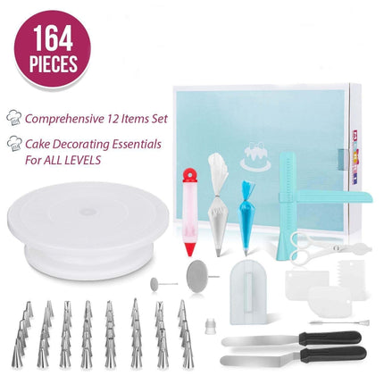 164 in 1 Cake Turntable Set Stainless Steel Decorating Mouth Baking Tools-garmade.com