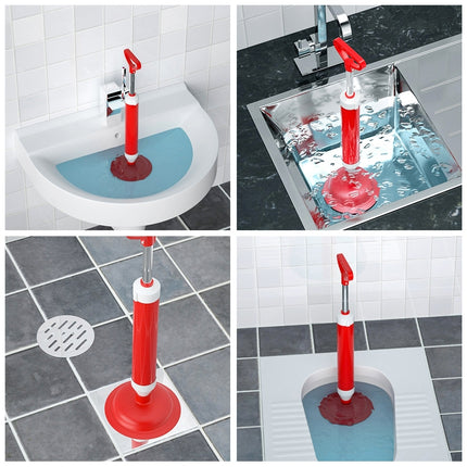 Household Sewer Dredge Toilet Suction Cup Vacuum Powerful Suction Pump, Style:Plastic Rod-garmade.com