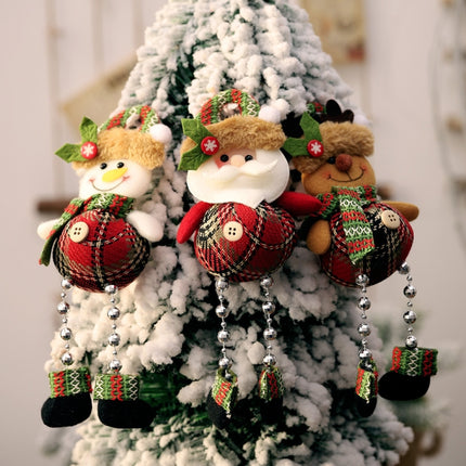 Christmas Plaid Cloth Beads Leg Pendants Christmas Window Decoration Cartoon Small Doll Ornaments(Elderly)-garmade.com