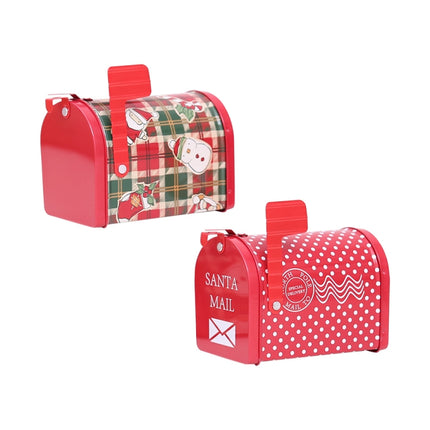 Christmas Decorations Tinplate Mailbox Box Children Gift Cartoon Candy Box(Cartoon Lattice)-garmade.com