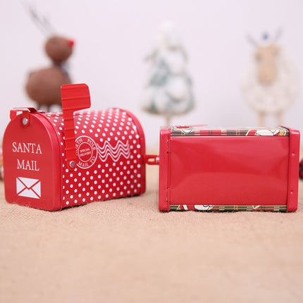 Christmas Decorations Tinplate Mailbox Box Children Gift Cartoon Candy Box(Wave Point)-garmade.com