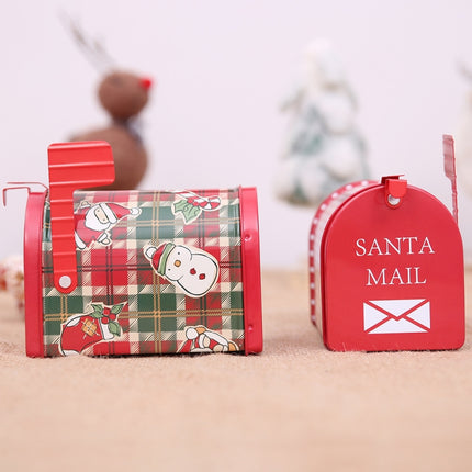 Christmas Decorations Tinplate Mailbox Box Children Gift Cartoon Candy Box(Wave Point)-garmade.com