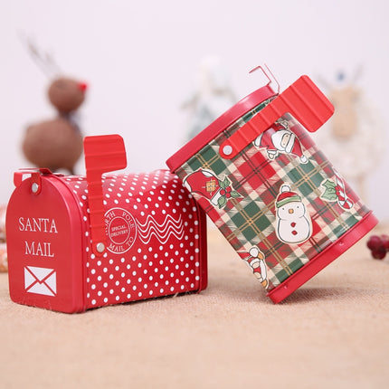 Christmas Decorations Tinplate Mailbox Box Children Gift Cartoon Candy Box(Cartoon Lattice)-garmade.com