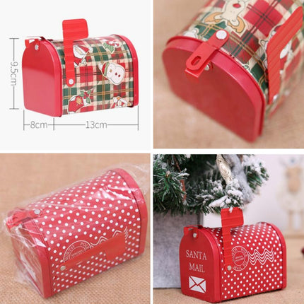 Christmas Decorations Tinplate Mailbox Box Children Gift Cartoon Candy Box(Cartoon Lattice)-garmade.com