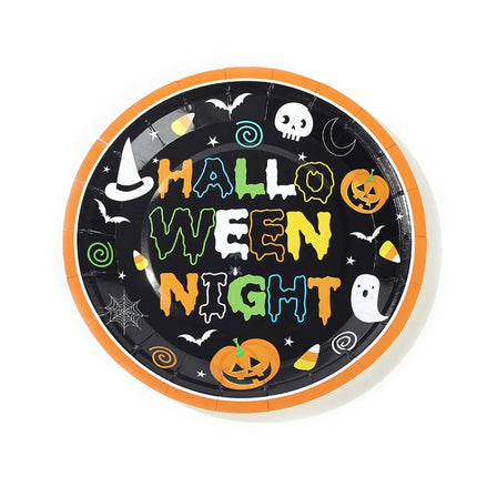 24 Person Set Halloween Party Decoration Tableware Set Tablecloth Paper Plate Banner Without Straw-garmade.com