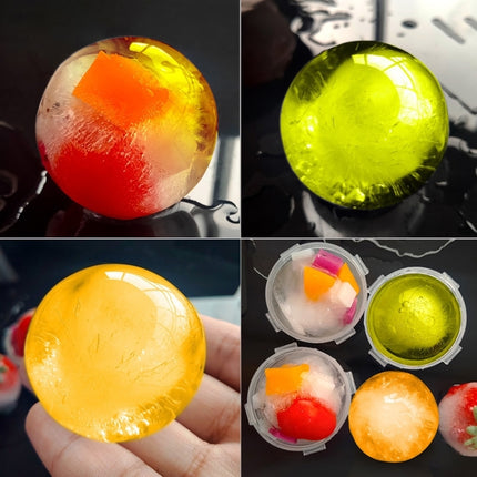 12 PCS Whiskey Ice Ball Mold Silicone PP Round Ice Tray Random Color Delivery, Style:Detachable Cover-garmade.com