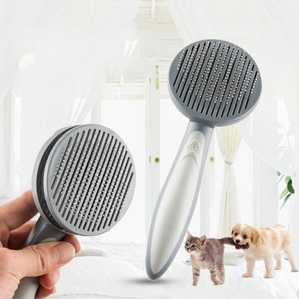 Pet Self-Cleaning Comb Cat Comb Dog Needle Comb Cat Hair Removal Comb Floating Brush(Gentleman Ash)-garmade.com