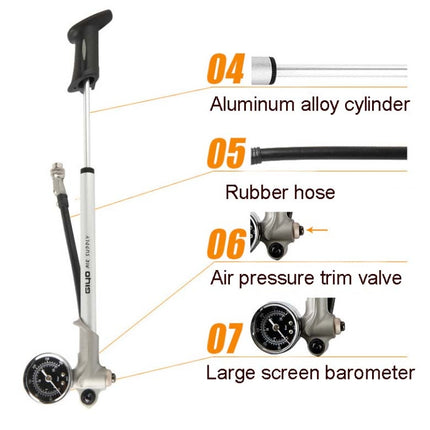 GIYO Bicycle Pump Mountain Shock Absorber Front Fork High Pressure Portable Pump( Silver)-garmade.com
