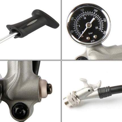 GIYO Bicycle Pump Mountain Shock Absorber Front Fork High Pressure Portable Pump( Silver)-garmade.com