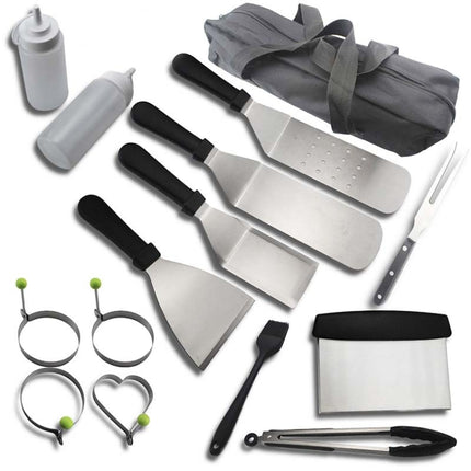 15 PCS/Set Outdoor Stainless Steel Barbecue Tool Set Tomato Sauce Bottle BBQ Grill Set-garmade.com