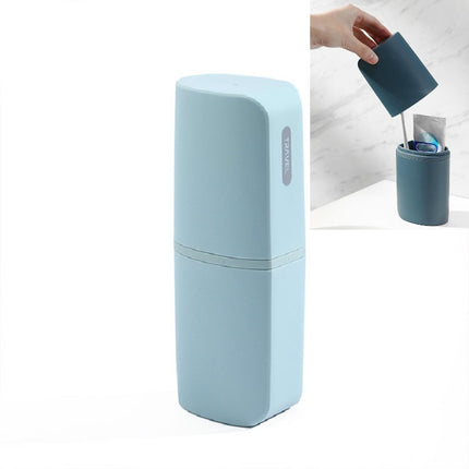 Portable Toothbrush Cups for Business Trips with Lid Creative Mouthwash Cup, Style:Without Sub-bottle(Light Blue)-garmade.com