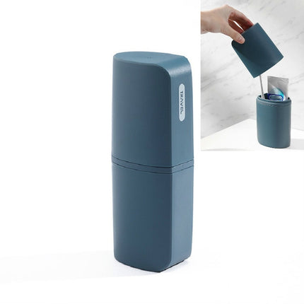 Portable Toothbrush Cups for Business Trips with Lid Creative Mouthwash Cup, Style:Without Sub-bottle(Dark Blue)-garmade.com