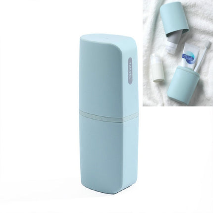 Portable Toothbrush Cups for Business Trips with Lid Creative Mouthwash Cup, Style:With Sub-bottle(Light Blue)-garmade.com