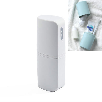 Portable Toothbrush Cups for Business Trips with Lid Creative Mouthwash Cup, Style:With Sub-bottle(Gray White)-garmade.com