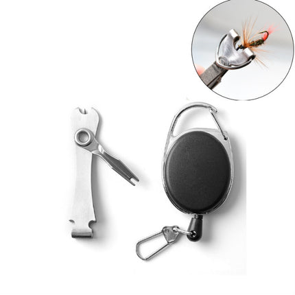 Outdoor Fishing Supplies Fishing Clamp Fishing Line Scissors Telescopic Keychain, Style:2 in 1 With Keychain-garmade.com