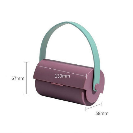 Handheld Lanyard Roller Sticky Hair Clothes Convenient Dust Removal Brush(Purple)-garmade.com