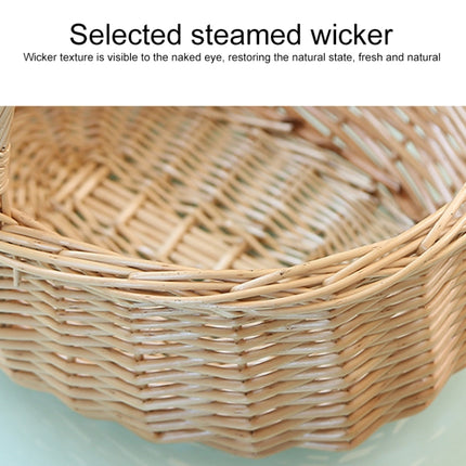 Hand-woven Picnic Basket Sackcloth Rattan Storage Basket, Specification:Small(Primary Color Daisy Sackcloth)-garmade.com