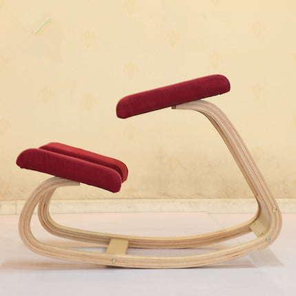 Ergonomic Kneeling Chair Stool Home Office Furniture Ergonomic Rocking Wooden Kneeling Chair(Red wine)-garmade.com