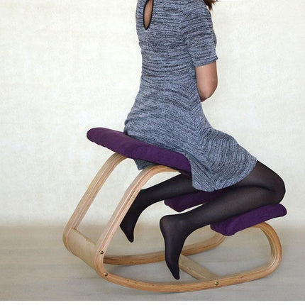 Ergonomic Kneeling Chair Stool Home Office Furniture Ergonomic Rocking Wooden Kneeling Chair(Red wine)-garmade.com