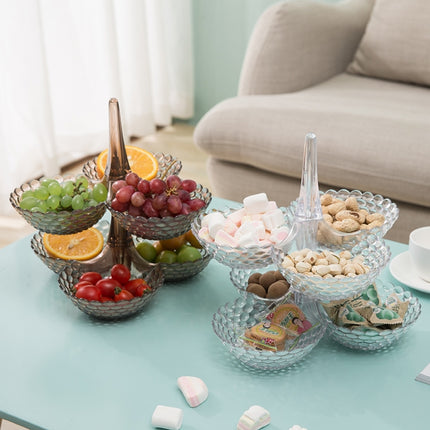 Fruit Storage Multi-layer Superimposed Fruit Tray Living Room Coffee Table Home Candy Tray, Color:Single Layer Brown-garmade.com