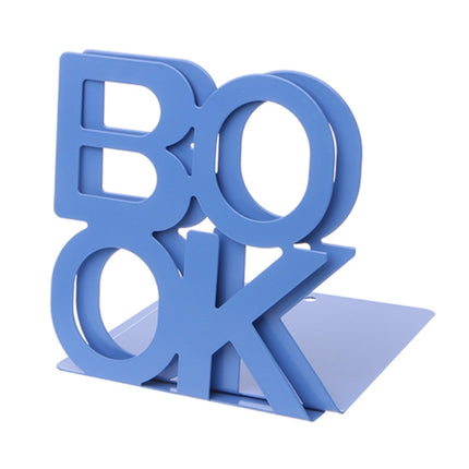 Alphabet Shaped Iron Metal Bookends Support Holder Desk Stands For Books(Blue)-garmade.com
