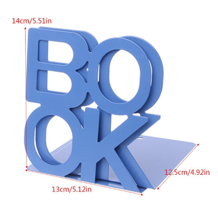 Alphabet Shaped Iron Metal Bookends Support Holder Desk Stands For Books(Blue)-garmade.com
