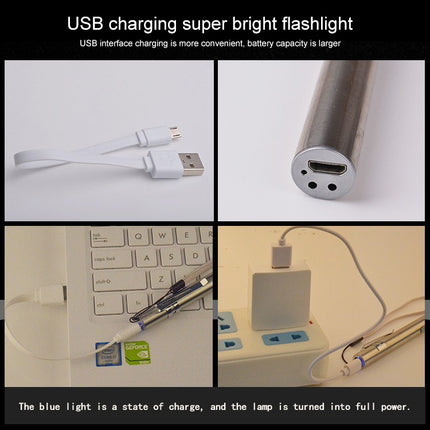 Pen Design USB Rechargeable Flashlight Powerful Mini LED Lamp-garmade.com