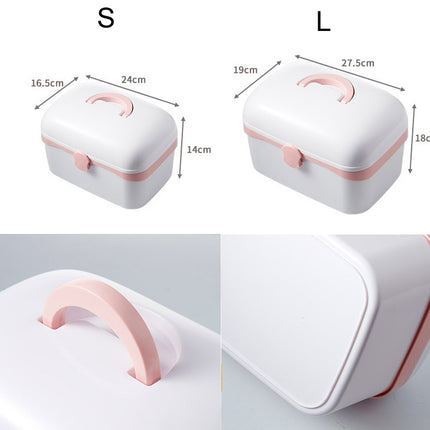 Multifunctional Dustproof Jewelry Cosmetic Plastic Box Household Portable Medicine Box Case, Size:S 24x16.5x14cm(White)-garmade.com
