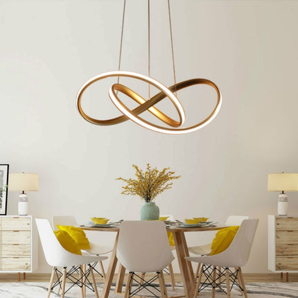 Simple and Creative Personality LED Living Room Bedroom Dining Room Chandelier, Diameter: 50cm, Light Color:White Light(Black)-garmade.com