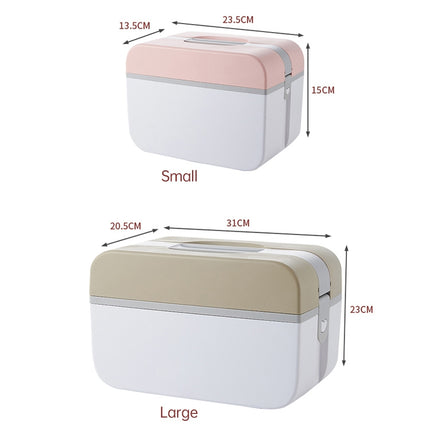 Multifunctional Household Dustproof Family Safety Emergency Storage Box Double-layer Medicine Case, Size:L(Pink)-garmade.com