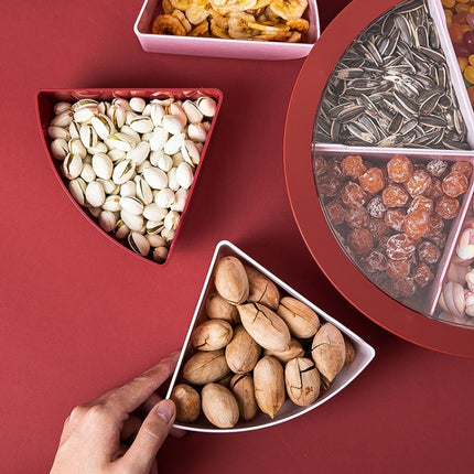 Detachable Dried Fruit Tray With Lid Living Room Candy Melon Seed Box Snack Sundries Storage Tray(Light Pink)-garmade.com